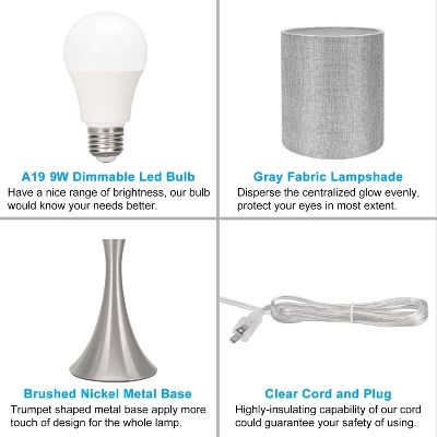 Itopfox 3-Way Touch Control Table Lamp, Dimmable Bedside Desk Lamp With Metal Base, Modern Nightstand Lamp With Grey Shade For Bedroom, Living Room 5 Itopfox 3-Way Touch Control Table Lamp, Dimmable Bedside Desk Lamp With Metal Base, Modern Nightstand Lamp With Grey Shade For Bedroom, Living Room - Image 5