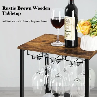 Itopfox Rustic Wine Rack Freestanding Floor, Wine Holder Stand With Storage Shelf For 16 Bottles, Kitchen Dining Room Office Bar Decor 2 Itopfox Rustic Wine Rack Freestanding Floor, Wine Holder Stand With Storage Shelf For 16 Bottles, Kitchen Dining Room Office Bar Decor - Image 2