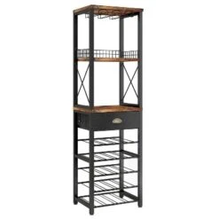 Itopfox 4-Tier Freestanding Wine Rack With Tabletop, Glass Holder, Storage Drawer For Liquor & Glasses, Industrial Style Bar Cabinet For Living Room -Kid's Home GUEST 5a49501d 1539 428c 9c04 0774df4d2311