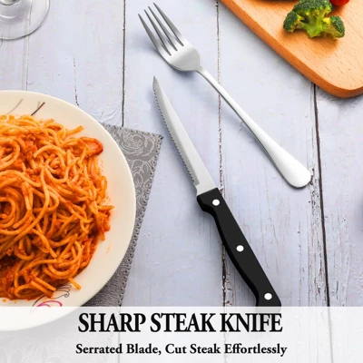 Itopfox 24-Piece Stainless Steel Silverware Set With Steak Knives, Mirror Polished Flatware For 4, Dishwasher Safe Cutlery Set For Home Kitchen 4 Itopfox 24-Piece Stainless Steel Silverware Set With Steak Knives, Mirror Polished Flatware For 4, Dishwasher Safe Cutlery Set For Home Kitchen - Image 4