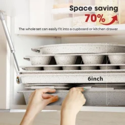 Itopfox 10-Piece Nonstick Bakeware Set With Silicone Handles, Includes Cookie Sheets, Cake Pan, Loaf Pan, Pizza Pan, Muffin Pan, White 9 Itopfox 10-Piece Nonstick Bakeware Set With Silicone Handles, Includes Cookie Sheets, Cake Pan, Loaf Pan, Pizza Pan, Muffin Pan, White -Kid's Home GUEST 5b0cb817 dff8 4ce4 b69a aca3888d4699