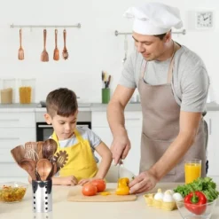 Itopfox Kitchen Utensil Set With Holder, Natural Teak Wood Spoons For Cooking, Includes Spatula, Ladle & More, Non-Scratch Wooden Tools For Cookware -Kid's Home GUEST 5c33eefd 7ffe 4a80 a159 b773c708aaf3