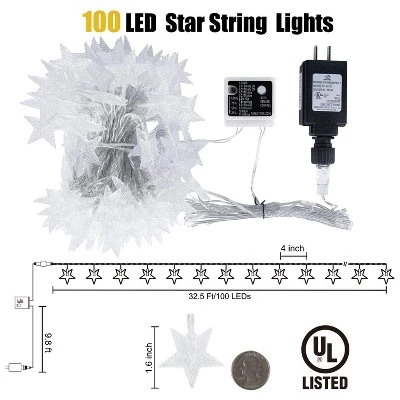 Itopfox Star String Lights Plug In - 100 LED Star Fairy Lights With Remote & Timer, Waterproof For Indoor Outdoor Décor, Warm White 8 Itopfox Star String Lights Plug In - 100 LED Star Fairy Lights With Remote & Timer, Waterproof For Indoor Outdoor Décor, Warm White - Image 8