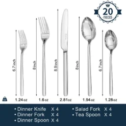 Itopfox 20-Piece Stainless Steel Flatware Set For 4, Mirror Polished Cutlery Set, Dishwasher Safe For Home, Restaurant, Wedding, Party (Silver) -Kid's Home GUEST 5e17658c acf0 479d 93a2 757b13cefe85