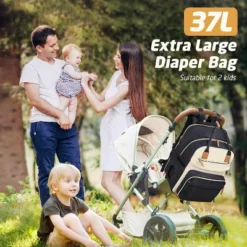 Itopfox Expandable Large Diaper Backpack For Twins, Travel Baby Bag With Changing Pad, Insulated Pockets, 25-37L Capacity, Apricot Black 10 Itopfox Expandable Large Diaper Backpack For Twins, Travel Baby Bag With Changing Pad, Insulated Pockets, 25-37L Capacity, Apricot Black -Kid's Home GUEST 6019f7dc 6c32 4062 96a5 cea7e3e3d19f