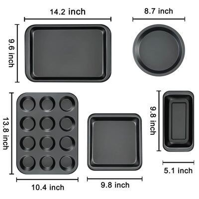 Itopfox Kitchen 5-Piece Nonstick Bakeware Set With Round & Square Cake Pans, Muffin Pan, Loaf Pan, Roast Pan For Baking 4 Itopfox Kitchen 5-Piece Nonstick Bakeware Set With Round & Square Cake Pans, Muffin Pan, Loaf Pan, Roast Pan For Baking - Image 4
