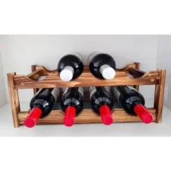 Itopfox 8-Bottle Wine Rack - Premium Carbonized Pine Wood, Two-Tier Countertop Design For Kitchen, Dining Room Or Bar -Kid's Home GUEST 6061f0c3 09c6 4883 9b16 dbff8b5bd457