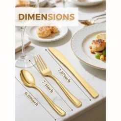 Itopfox 180-Piece Gold Plastic Cutlery Set - Disposable Flatware For Parties, Weddings, Thanksgiving - Includes Forks, Knives, Spoons -Kid's Home GUEST 606ad486 e0ad 4990 b25d 406949a1a7cf