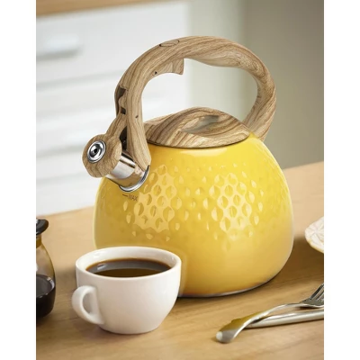 Itopfox Stovetop Teapot With Loud Whistle, Food Grade Stainless Steel And Smooth Wood Handle, Elegant Yellow Design For Tea, Coffee, Hiking, Picnic 5 Itopfox Stovetop Teapot With Loud Whistle, Food Grade Stainless Steel And Smooth Wood Handle, Elegant Yellow Design For Tea, Coffee, Hiking, Picnic - Image 5