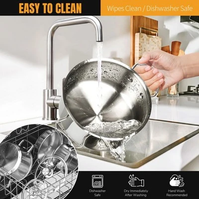 Itopfox Stainless Steel Cookware Set, 6-Piece Nonstick Induction Pots & Pans Set, Works With Gas/Electric Cooktops, Dishwasher Safe 6 Itopfox Stainless Steel Cookware Set, 6-Piece Nonstick Induction Pots & Pans Set, Works With Gas/Electric Cooktops, Dishwasher Safe - Image 6