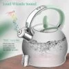 Itopfox Stainless Steel Whistling Tea Kettle With Cool Touch Handle, 2.64 Quart Induction Compatible Stovetop Teapot In Mint Green