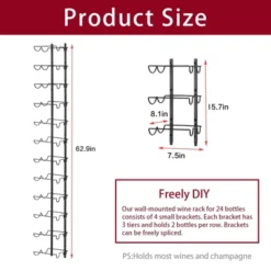 Itopfox 24 Bottle Wall Mounted Wine Rack, Adjustable Height For Wine, Liquor, Champagne, Matte Black Metal Rack For Kitchen, Bar, Wine Cellar 15 Itopfox 24 Bottle Wall Mounted Wine Rack, Adjustable Height For Wine, Liquor, Champagne, Matte Black Metal Rack For Kitchen, Bar, Wine Cellar -Kid's Home GUEST 61d6bda9 57e3 4761 abc3 4b9da0010bd0