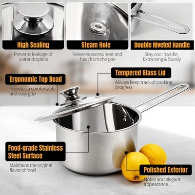 Itopfox Stainless Steel Cookware Set, 6-Piece Nonstick Induction Pots & Pans Set, Works With Gas/Electric Cooktops, Dishwasher Safe 4 Itopfox Stainless Steel Cookware Set, 6-Piece Nonstick Induction Pots & Pans Set, Works With Gas/Electric Cooktops, Dishwasher Safe - Image 4