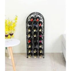 Itopfox 23 Bottle Arched Freestanding Floor Metal Wine Rack Holder Stand For Kitchen Bar Cellar Dining Room Black -Kid's Home GUEST 62502a68 ce80 43a5 bfa9 a63b8ebe98b9