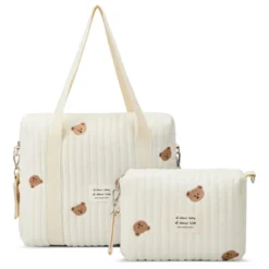 Itopfox 2-Piece Diaper Bag Set For Women, Quilted Cotton Maternity Tote With Cute Bear Design, Multifunctional And Lightweight 11 Itopfox 2-Piece Diaper Bag Set For Women, Quilted Cotton Maternity Tote With Cute Bear Design, Multifunctional And Lightweight -Kid's Home GUEST 62712de5 155e 40a3 add7 c32fa87a42e6