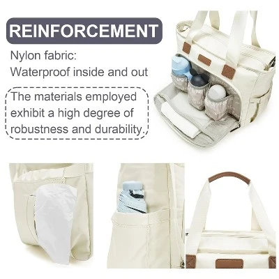 Itopfox Large Diaper Tote Bag With Laptop Compartment, Insulated Pockets, Multiple Storage For Baby Essentials, Travel Friendly 5 Itopfox Large Diaper Tote Bag With Laptop Compartment, Insulated Pockets, Multiple Storage For Baby Essentials, Travel Friendly - Image 5