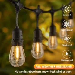 Itopfox 96FT LED Outdoor String Lights, Dimmable Waterproof Patio Lights With Shatterproof Edison Vintage Bulbs For Backyard Porch Garden