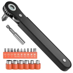 Itopfox Right Angle Ratcheting Screwdriver Set - 90 Degree Offset Mini Ratchet Wrench With Bit Socket For Tight Spaces, Cool Gadgets EDC Gear Tool -Kid's Home GUEST 63da1947 28af 424d a4c2 b0031caffb96