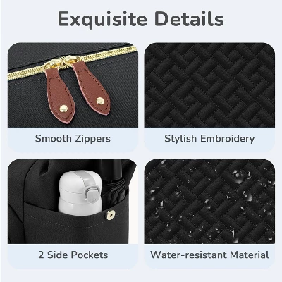 Itopfox Medium Black Diaper Tote Bag For Parents With Pacifier Case, 10 Pockets, Insulated Bottle Holders, Travel-Friendly 5 Itopfox Medium Black Diaper Tote Bag For Parents With Pacifier Case, 10 Pockets, Insulated Bottle Holders, Travel-Friendly - Image 5