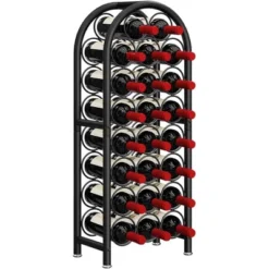 Itopfox Freestanding Floor Wine Rack - Metal Holder Stand Organizer For 23 Bottles, Black, Space-saving Design -Kid's Home GUEST 6449a6be ef73 470a b28a 3f55efd37c84