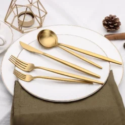 Itopfox 40-Piece Gold Flatware Set For 8, Stainless Steel Cutlery Set With Forks, Knives, Spoons, Elegant Satin Finish For Home, Kitchen, Restaurant -Kid's Home GUEST 647f5635 ba19 433a 8aaf 4c0fc4bda720