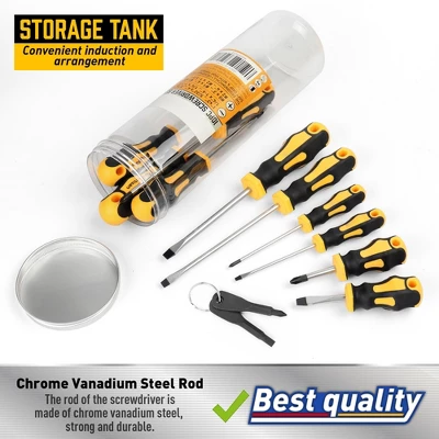 Itopfox 10-Piece Magnetic Screwdrivers Set With 5 Phillips & 5 Slotted Tips, Professional Cushion Grip For Comfort & Control, Includes Storage Bucket 4 Itopfox 10-Piece Magnetic Screwdrivers Set With 5 Phillips & 5 Slotted Tips, Professional Cushion Grip For Comfort & Control, Includes Storage Bucket - Image 4