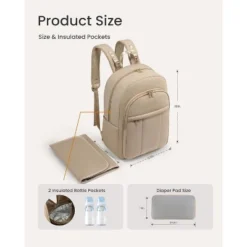 Itopfox Lightweight Puffy Diaper Backpack With Changing Pad, Large Capacity Waterproof Travel Bag For Moms, Coffee Brown -Kid's Home GUEST 64ba44f8 1504 4c30 947f 682cd44505ff