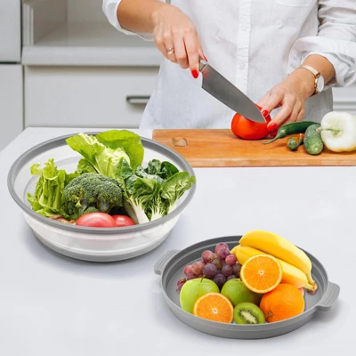 Itopfox Microwave Splatter Cover With Anti-scald Base Plate, Large Plastic & Silicone Vented Collapsible Guard Lid, Plate Holder & Kitchen Colander 6 Itopfox Microwave Splatter Cover With Anti-scald Base Plate, Large Plastic & Silicone Vented Collapsible Guard Lid, Plate Holder & Kitchen Colander - Image 6