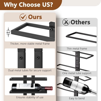 Itopfox 8-Tier Wall Mount Wine Rack For Bottles Display And Storage, Hanging Organizer For Living Room, Dining Room, Wine Cellar, Bar, Black 2 Itopfox 8-Tier Wall Mount Wine Rack For Bottles Display And Storage, Hanging Organizer For Living Room, Dining Room, Wine Cellar, Bar, Black - Image 2