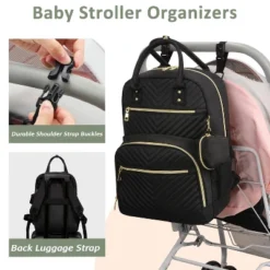 Itopfox Multipurpose Diaper Backpack For Baby Essentials With Pacifier Case, Large Capacity Travel Backpack For Baby Girl/Boy (Black)