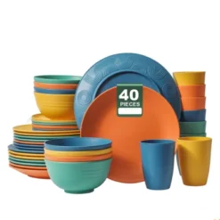 Itopfox 40-Piece Premium Wheat Straw Dinnerware Set, Service For 8, Unbreakable Plates & Bowls, Dishwasher & Microwave Safe, Eco-Friendly Kitchenware -Kid's Home GUEST 66ab523c 554c 4484 95b0 7a508d716658