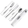 Itopfox 50 Pack Pre Rolled Silver Plastic Cutlery Set With Forks, Knives, Spoons & Napkins, Disposable For Party, Wedding & Events