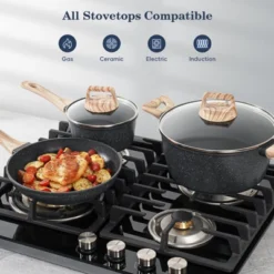 Itopfox 12-Piece Nonstick Cookware Set, Black Granite Induction Pots And Pans For Healthy Cooking, Includes Frying Pans And Saucepans PFAS/PFOA Free 14 Itopfox 12-Piece Nonstick Cookware Set, Black Granite Induction Pots And Pans For Healthy Cooking, Includes Frying Pans And Saucepans PFAS/PFOA Free -Kid's Home GUEST 67277704 d605 4ae7 bb1c 1566e6d541cd