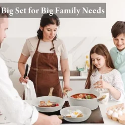 Itopfox 24 Pcs Non Stick Ceramic Cookware Set, Healthy Non Toxic Kitchen Cookware With Large Capacity, Induction Compatible, PFAS Free, Cream White -Kid's Home GUEST 673ce75c 5b3f 4b7d bf00 f33ac9c2369e