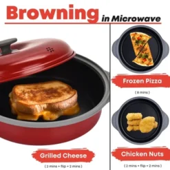 Itopfox Microwave Frying Pan Skillet With Lid, Grill & Crisper Pan For Fry, Sizzle, Brown Foods In Microwave, Cookware For Grilling, Reheating -Kid's Home GUEST 67ed4322 fcff 4cae acb5 9da158c69000