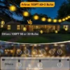 Itopfox 100ft Outdoor String Lights Waterproof Connectable Dimmable With 62 LED Shatterproof Bulb UL Listed G40 Globe Patio Lights For Backyard Porch