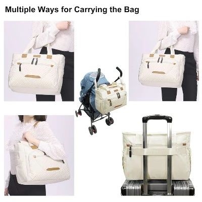 Itopfox Large Diaper Tote Bag With Laptop Compartment, Insulated Pockets, Multiple Storage For Baby Essentials, Travel Friendly 4 Itopfox Large Diaper Tote Bag With Laptop Compartment, Insulated Pockets, Multiple Storage For Baby Essentials, Travel Friendly - Image 4
