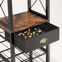 Itopfox 4-Tier Freestanding Wine Rack With Tabletop, Glass Holder, Storage Drawer For Liquor & Glasses, Industrial Style Bar Cabinet For Living Room -Kid's Home GUEST 6b79fc68 115d 40e7 bf0c c68b771826e8