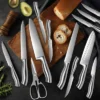 Itopfox Premium Kitchen Knife Set With Wooden Block & Built-in Sharpener - 15-Piece Chef, Slicing, Santoku, Bread, Utility, Paring & Steak Knives