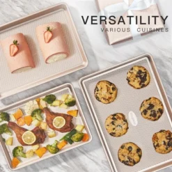 Itopfox Nonstick Cookie Sheet Pan Set Of 3, Heavy Duty Baking Trays With Diamond Texture, Oven Safe For Even Baking, Elegant Champagne Gold Finish 12 Itopfox Nonstick Cookie Sheet Pan Set Of 3, Heavy Duty Baking Trays With Diamond Texture, Oven Safe For Even Baking, Elegant Champagne Gold Finish -Kid's Home GUEST 6d52dfa1 fcfb 4f0c a364 a1c9579b81ff