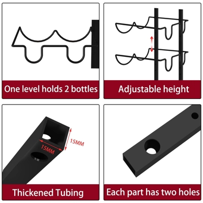 Itopfox 24 Bottle Wall Mounted Wine Rack, Adjustable Height For Wine, Liquor, Champagne, Matte Black Metal Rack For Kitchen, Bar, Wine Cellar 5 Itopfox 24 Bottle Wall Mounted Wine Rack, Adjustable Height For Wine, Liquor, Champagne, Matte Black Metal Rack For Kitchen, Bar, Wine Cellar - Image 5