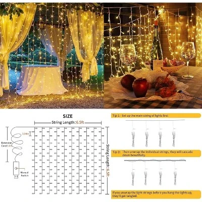 Itopfox 200 LED Curtain Lights For Bedroom, Hanging String Light Outdoor, Fairy Lights Indoor For Christmas, Dorm, Wall, Backdrop, Window, Wedding 7 Itopfox 200 LED Curtain Lights For Bedroom, Hanging String Light Outdoor, Fairy Lights Indoor For Christmas, Dorm, Wall, Backdrop, Window, Wedding - Image 7