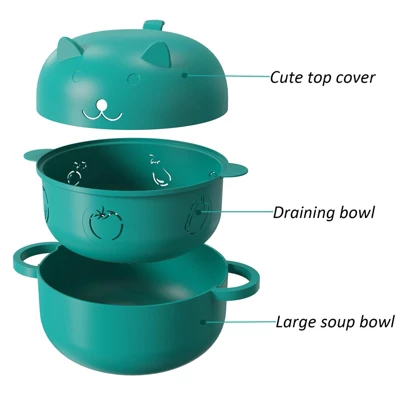 Itopfox Microwave Ramen Bowl With Removable Strainer, Noodle Cooker And Steamer For Cooking Food And Vegetables, Large Capacity, Green 1 Itopfox Microwave Ramen Bowl With Removable Strainer, Noodle Cooker And Steamer For Cooking Food And Vegetables, Large Capacity, Green