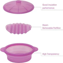 Itopfox Microwave Steamer Cooker Collapsible Bowl With Handle & Lid For Vegetables, Fish, Meal Prep - BPA Free, Dishwasher Safe, Easy Storage, Purple -Kid's Home GUEST 6fcb6efc 973c 4c1e 802a 18505c1a9cdd