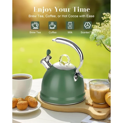 Itopfox Harriet Tea Kettle Stovetop, 2.5 Quart Whistling Stainless Steel Tea Pot With 3-Layer Base Unique Ergonomic Handle, Includes Pot Holder & Mat 6 Itopfox Harriet Tea Kettle Stovetop, 2.5 Quart Whistling Stainless Steel Tea Pot With 3-Layer Base Unique Ergonomic Handle, Includes Pot Holder & Mat - Image 6