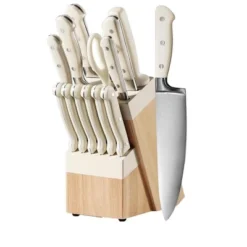 Itopfox 14-Piece Forged High Carbon Stainless Steel Knife Set With Block, Sharp Blade Cutlery, Dishwasher Safe, Cream -Kid's Home GUEST 710bc800 14d0 4a9e 90ac 7872c90759f3