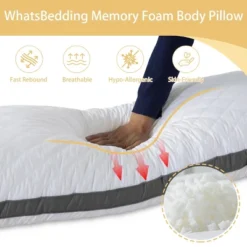 Itopfox Memory Foam Body Pillow With Removable Pillowcase - Fluffy Bed Pillows For Adults - Large Long Sleeping Pillow In White 11 Itopfox Memory Foam Body Pillow With Removable Pillowcase - Fluffy Bed Pillows For Adults - Large Long Sleeping Pillow In White -Kid's Home GUEST 710d387d 085b 4aa8 942d 0ce8d5738430