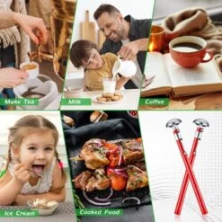 Itopfox 6 Pcs Stainless Steel Kitchen Thermometer With Long Stem For Oven Probe Meat Grill BBQ Cooking Chocolate Water Milk Frothing (Red) -Kid's Home GUEST 718019f0 5948 428d 8956 ef844ad91207