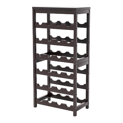 Itopfox 24 Bottle Freestanding Wine Rack With Table Top, 6 Tier Bamboo Wine Shelf For Kitchen, Bar, Dining Room, Living Room - Dark Brown 8 Itopfox 24 Bottle Freestanding Wine Rack With Table Top, 6 Tier Bamboo Wine Shelf For Kitchen, Bar, Dining Room, Living Room - Dark Brown - Image 8