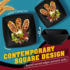 Itopfox 48-Piece Kitchen Plastic Wheat Straw Square Dinnerware Set For 12, Unbreakable Plates, Bowls, Tumblers, Dishwasher Safe, Outdoor Camping Dish -Kid's Home GUEST 72037d46 dc29 4ee9 881b b8ffff25cf26